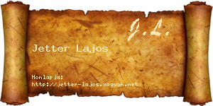 Jetter Lajos névjegykártya